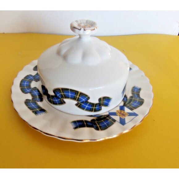 Royal Albert Nova Scotia Tartan Round Butter Dish c.1960s Bone China - Picture 4 of 10